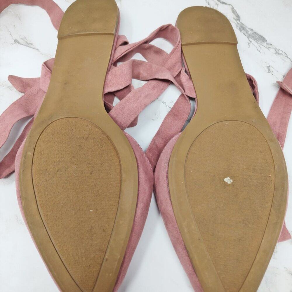JustFab Ankle Tie Flats - Size 7.5 (Dusty Pink, Well Worn) - Picture 3 of 3